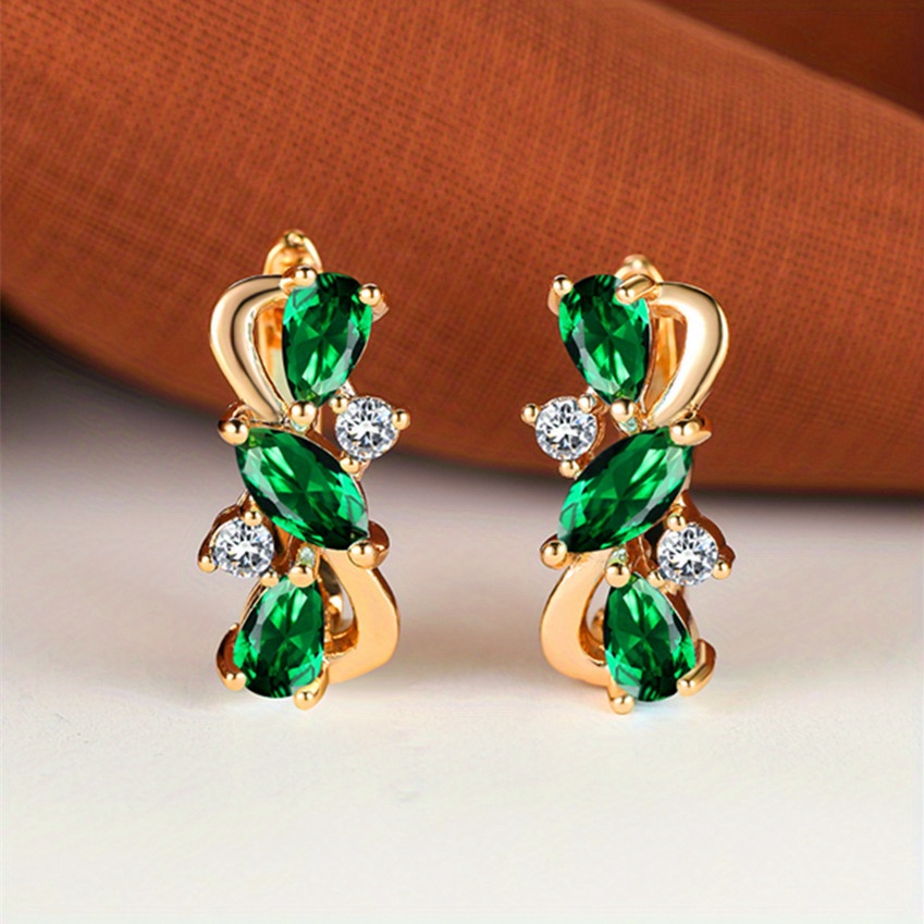 Luxurious Teardrop Marquise Cut Synthetic Zirconia Dangle Earrings