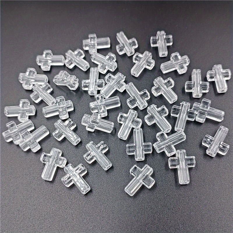 100 Cross Beads Acrylic Cross Christian Religious White 16mm USA