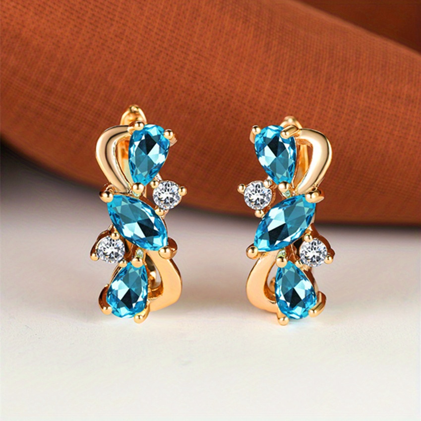 Luxurious Teardrop Marquise Cut Synthetic Zirconia Dangle Earrings