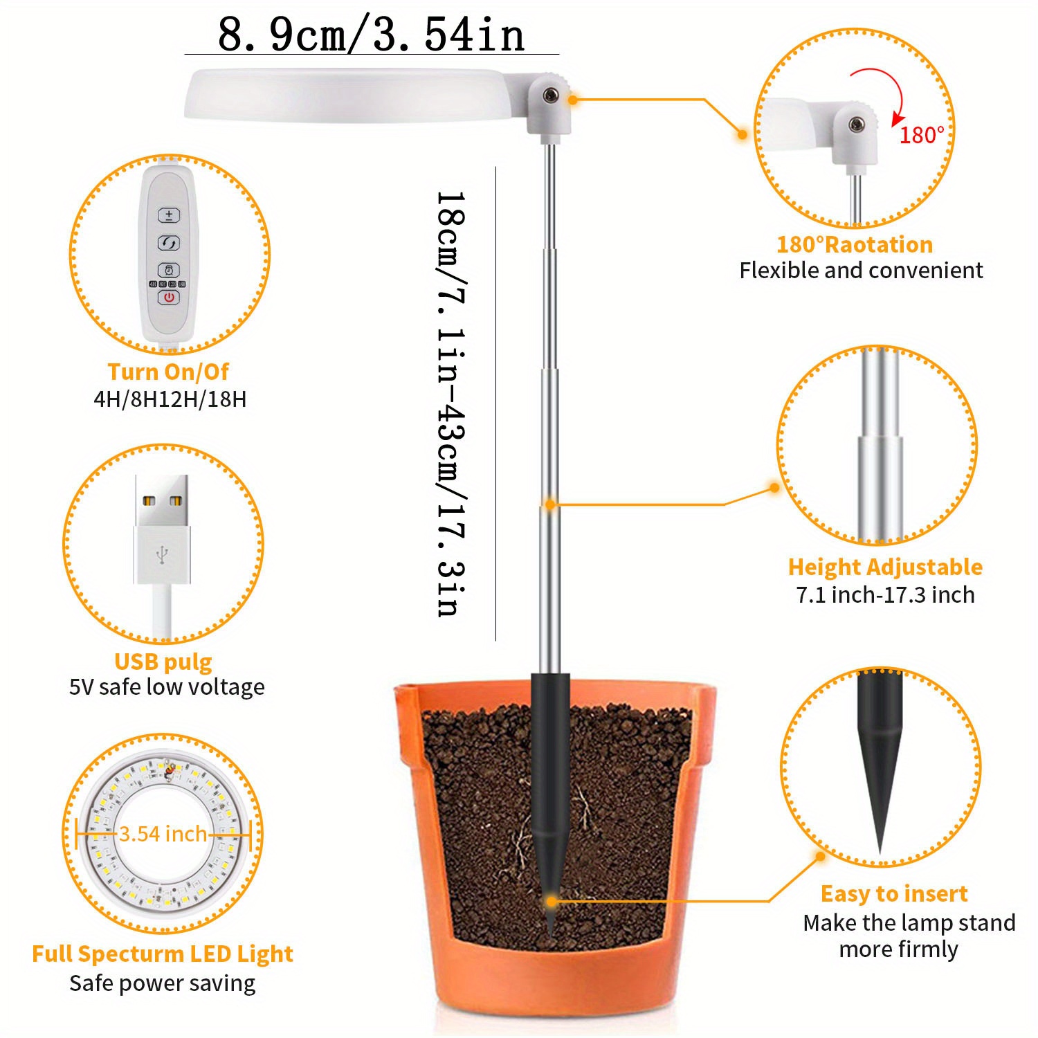Angel Ring Telescopic Rod Led Plant Growth Lamp Round Socket Temu
