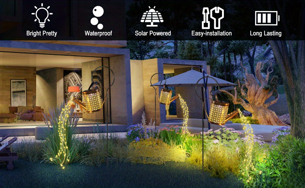 TAOYIO Arrosoir Solaire Décoration Extérieure de Jardin - Lumieres Led  Solaires Exterieures, Grande Déco de Statue de Jardin en Métal, Onvient aux  Cours de Jardin, Avec Crochet de Berger de 35… 