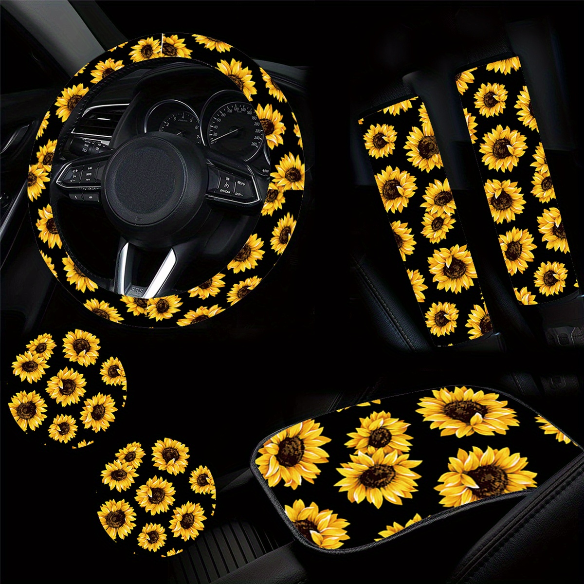 Sunflower Cup Coaster For Car SUVs Trucks, 2 Pack Cup Holder