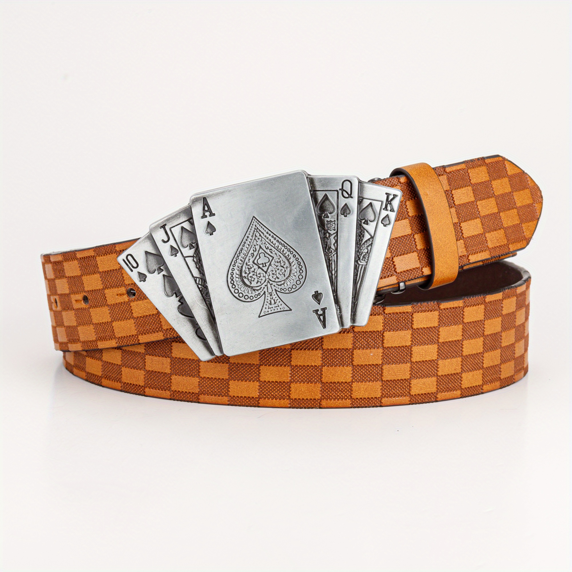 Playing Cards Western Buckle Embossed Men's Casual Belt Fashion Pu Leather  Belt - Temu Austria