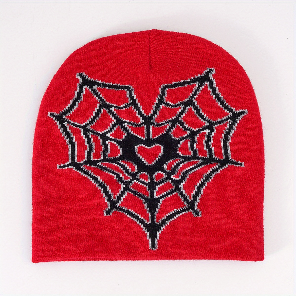 Heart Spider Web Jacquard Beanie Hip Hop Candy Color Skull Y2k