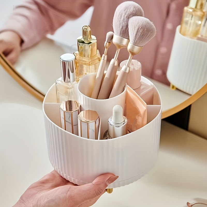 Purbros Rotating Makeup Brush Holder, 360° Makeup Brush Organizer Cosmetic  Brushes Storage with 5 Slots for Vanity, Multi-Functional Pen Holder for