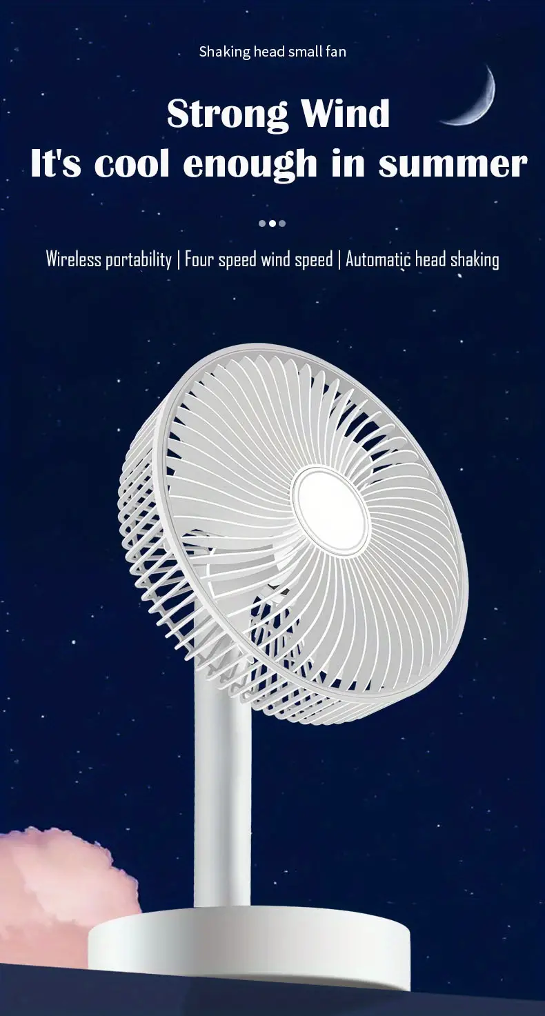 1pc rechargeable usb oscillation fan 3600mah 8 4 speeds mini office portable table fan summer cooling adorable super mute bedroom electric fan large wind scalable silent fan household appliance summer  details 0