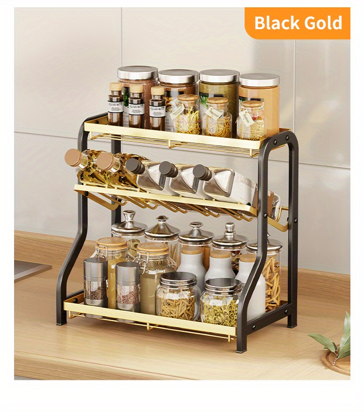 3 Tier Copper Wire and Burnt Wood Countertop Spice Bottle Rack Organiz –  MyGift