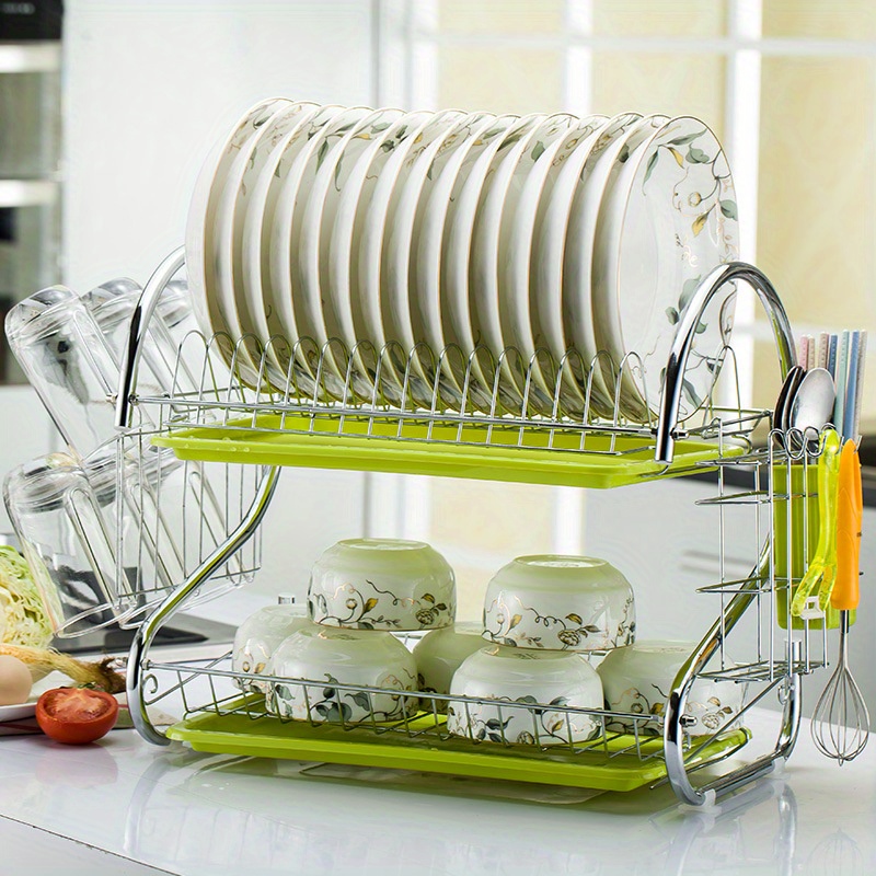 1pc Modern Double-layer Bowl & Dish Drainer, Efficient Kitchen Supplies For  Drying And Organizing