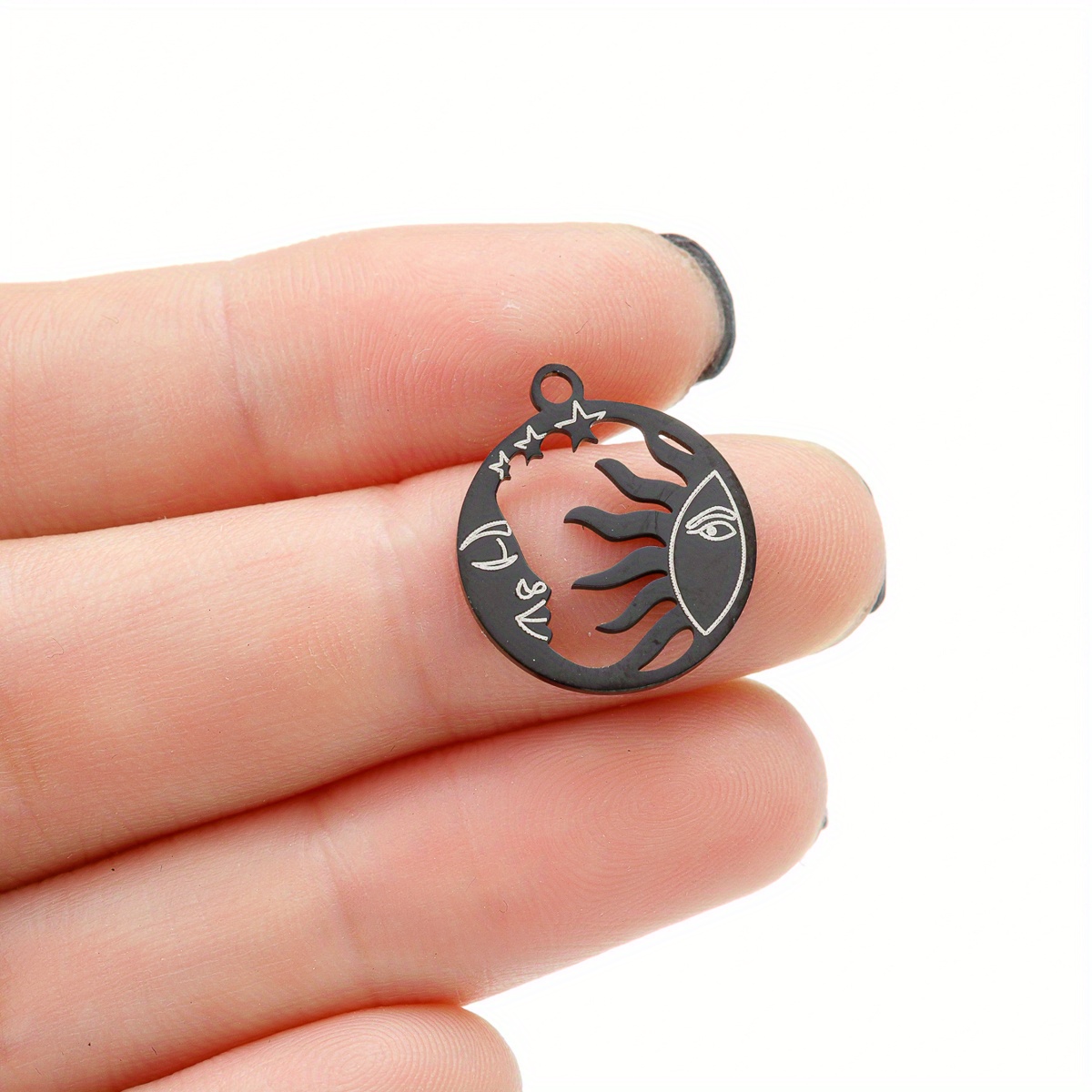 Stainless Steel Charms Round Sun Wave Fashion Hollow Pendants For