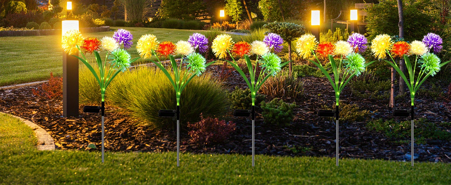 2pcs 4pcs multicolor solar garden lights waterproof outdoor flowers lights for decorative garden stakes and gifts for mom details 2