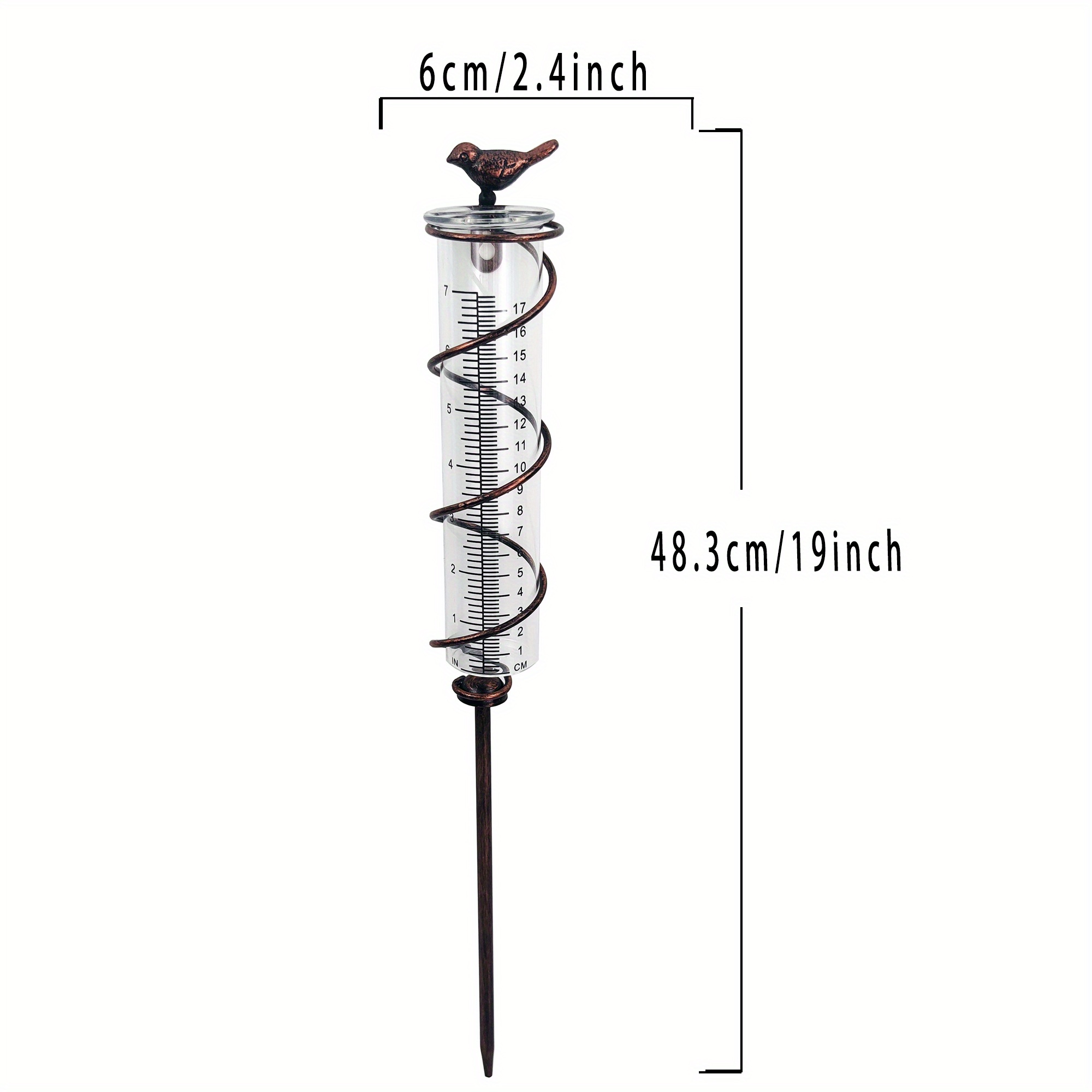 Metal Bird Rain Gauge Garden Stake, Capacity Cast Iron Bird Hanging
