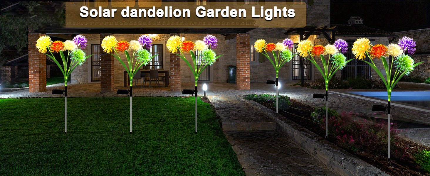 2pcs 4pcs multicolor solar garden lights waterproof outdoor flowers lights for decorative garden stakes and gifts for mom details 0