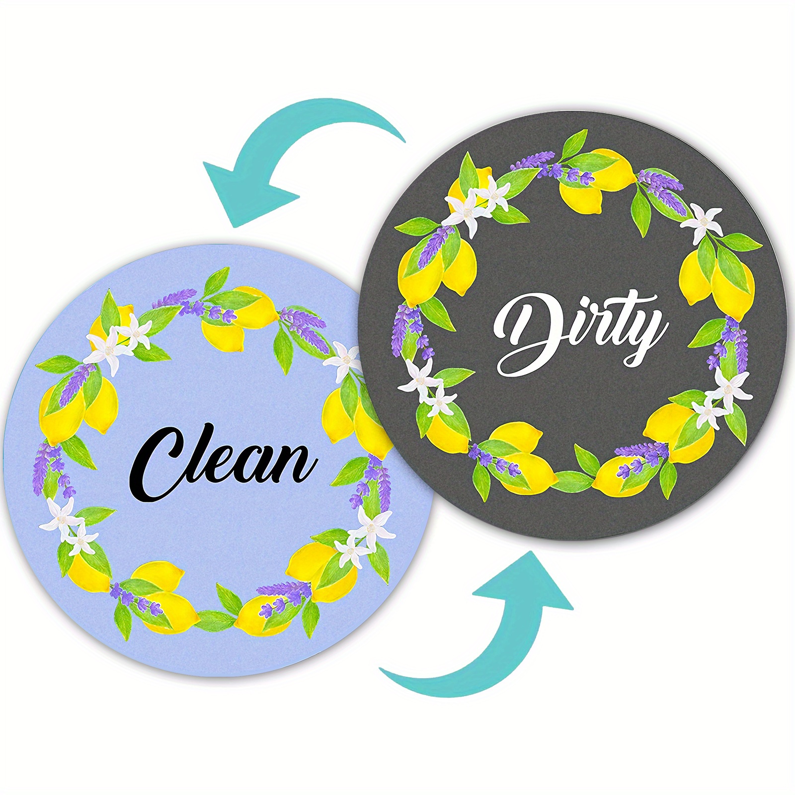 Wood Clean Dirty Dishwasher Magnet, Reversible Dish Washer Sign, Double  Sided