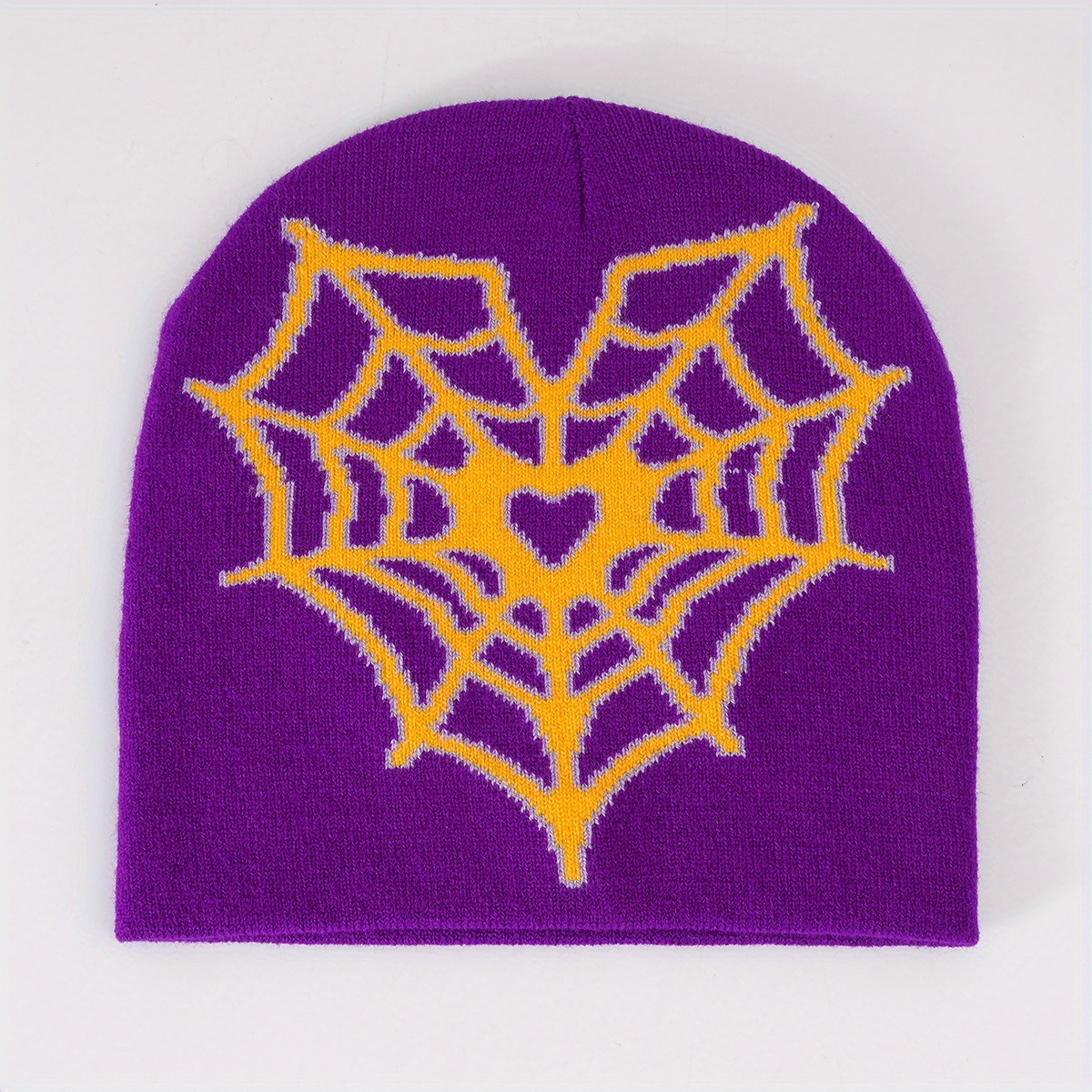 Heart Spider Web Jacquard Beanie Hip Hop Candy Color Skull - Temu