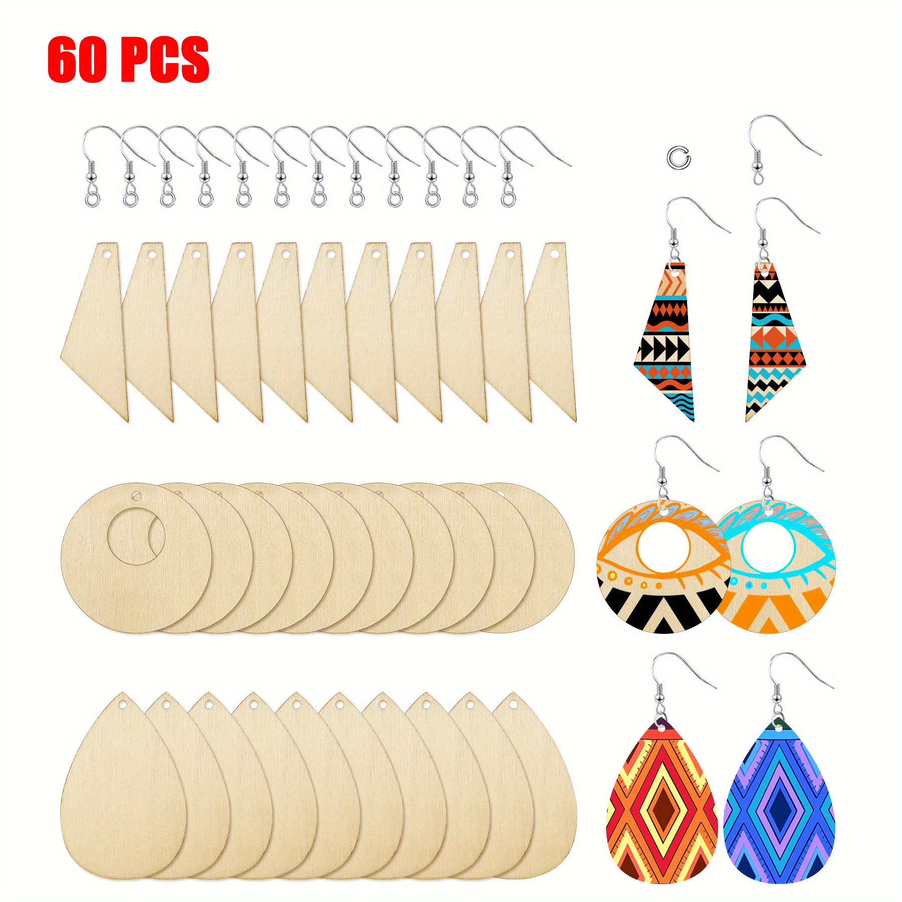 Wooden Earrings Pendants Blank Teardrop toroidal And Tapered - Temu