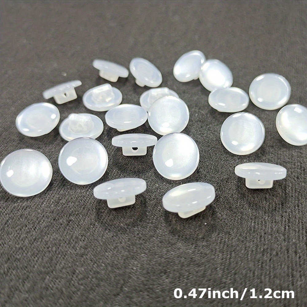 50 White Pearlescent Resin Buttons With Footed 3 Sizes (1cm/1.1cm/1.2cm) For Shirts And Baby Underwear Sewing Accessories
