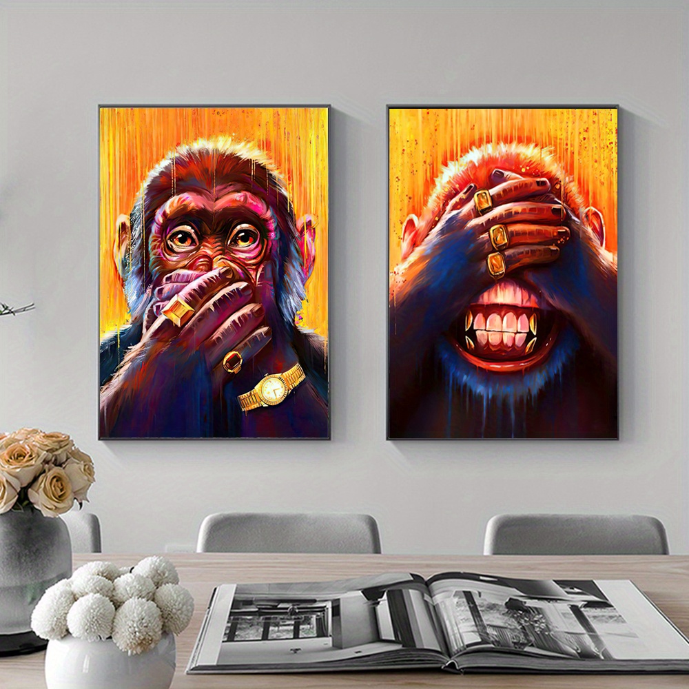 Macacos Engraçados Pinturas Em Tela De Grafite Na Parede Pôsteres E  Impressões Animais Modernos Arte Da Parede Fotos Em Tela Crianças Decoração  Do Quarto De $138,77