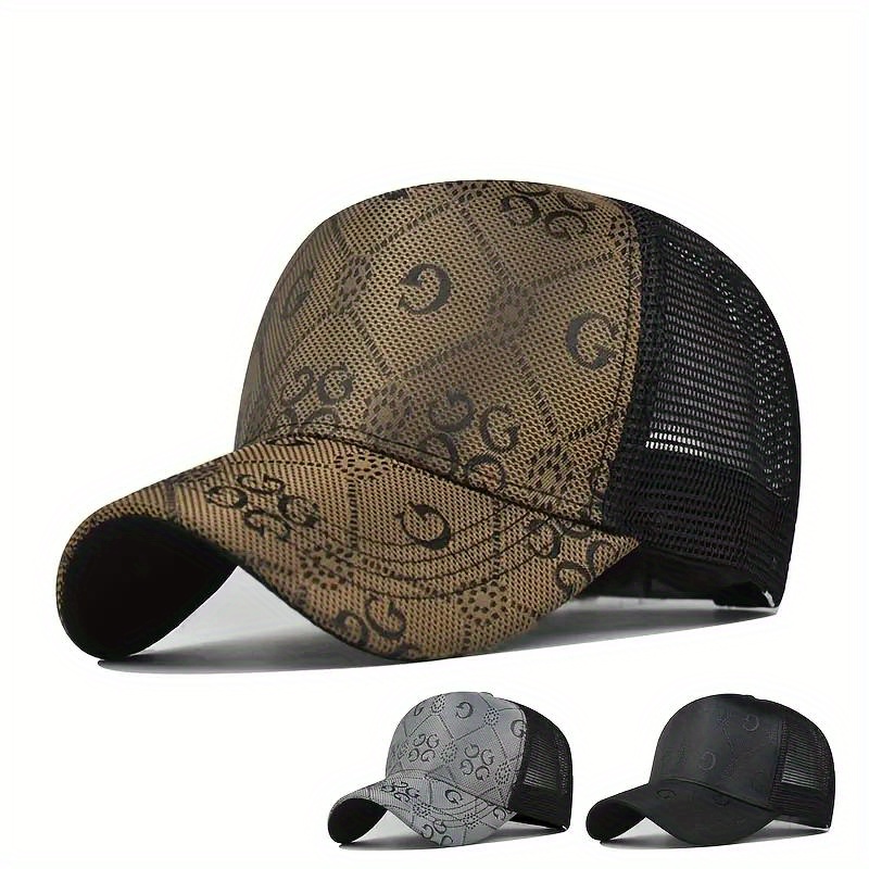 

Men's Letter Print Baseball Cap, Mesh Breathable Adjustable Hip Hop Trucker Sun Hat For Outdoor Fishing Hiking, Ideal Choice For Gifts