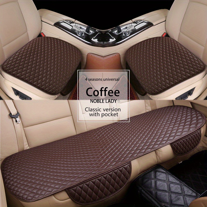 3pcs Four-season Universal Single Piece Breathable Backless Three-piece  Summer Cooling Cushion Car Seat Cushion Cover Women's Linen Car Seat Cushion