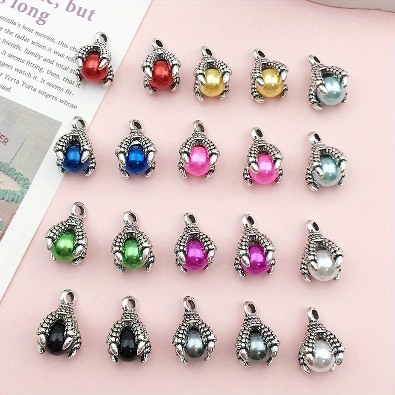 SUNNYCLUE 1 Box 48pcs 6 Color Dragon Charms Dragon Claws Craft Beads for Jewellery Making Drop Bead Dragon Claw Favors Beads