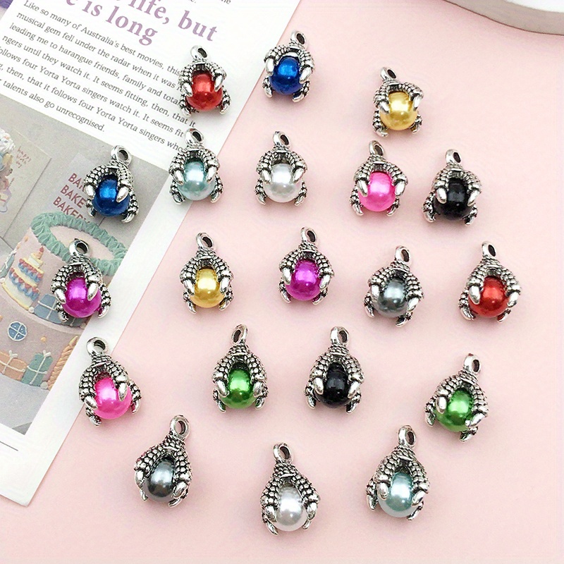 20pcs/pack 10 Colors 12x15mm Dragon Claw With Ball Charms Eagle's Claws  Pendant For DIY Necklace Bracelets Earrings Jewelry Making