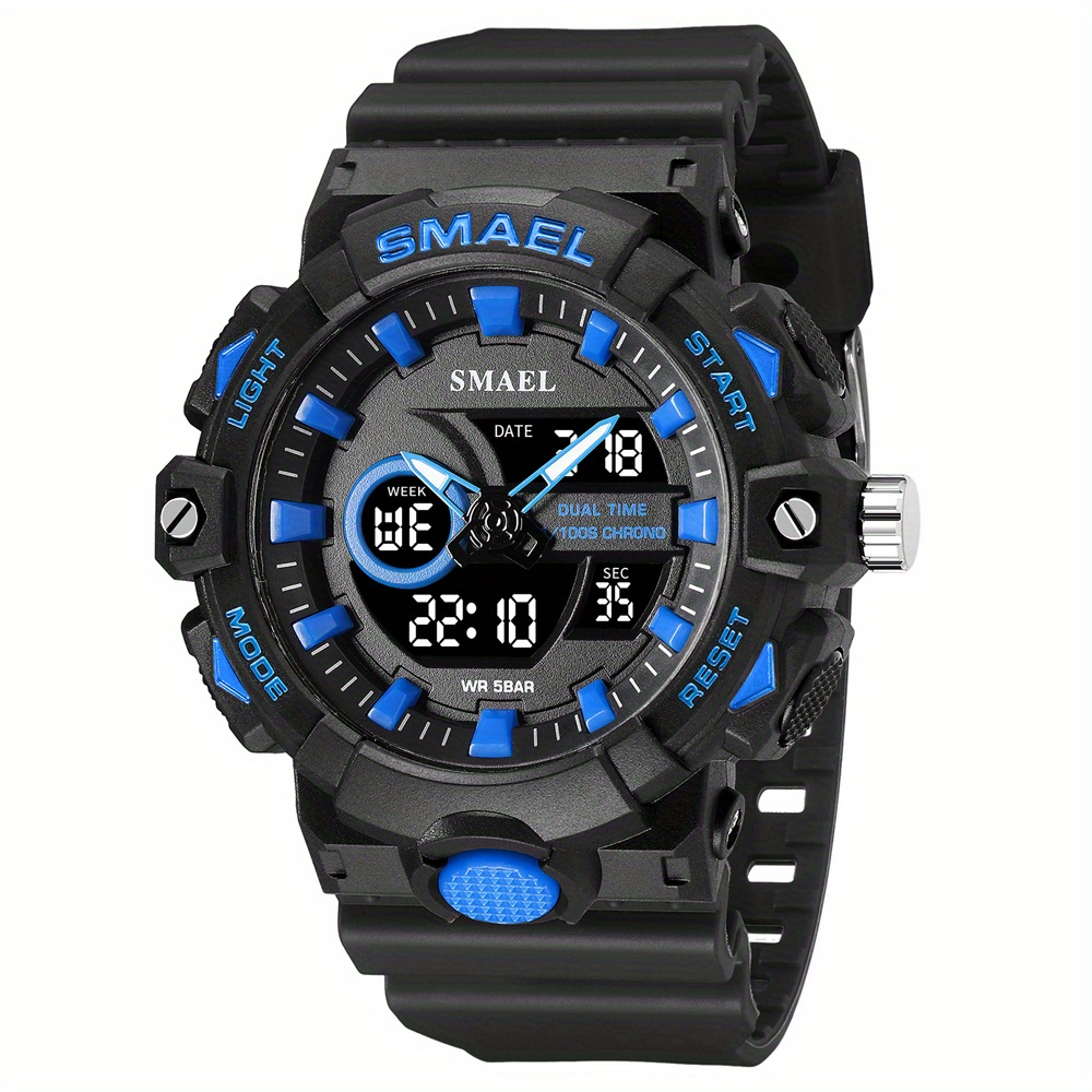 SMAEL-relojes deportivos Reloj Blanco para hombre, pulsera multifunción,  resistente al agua, Digital, militar, para exteriores