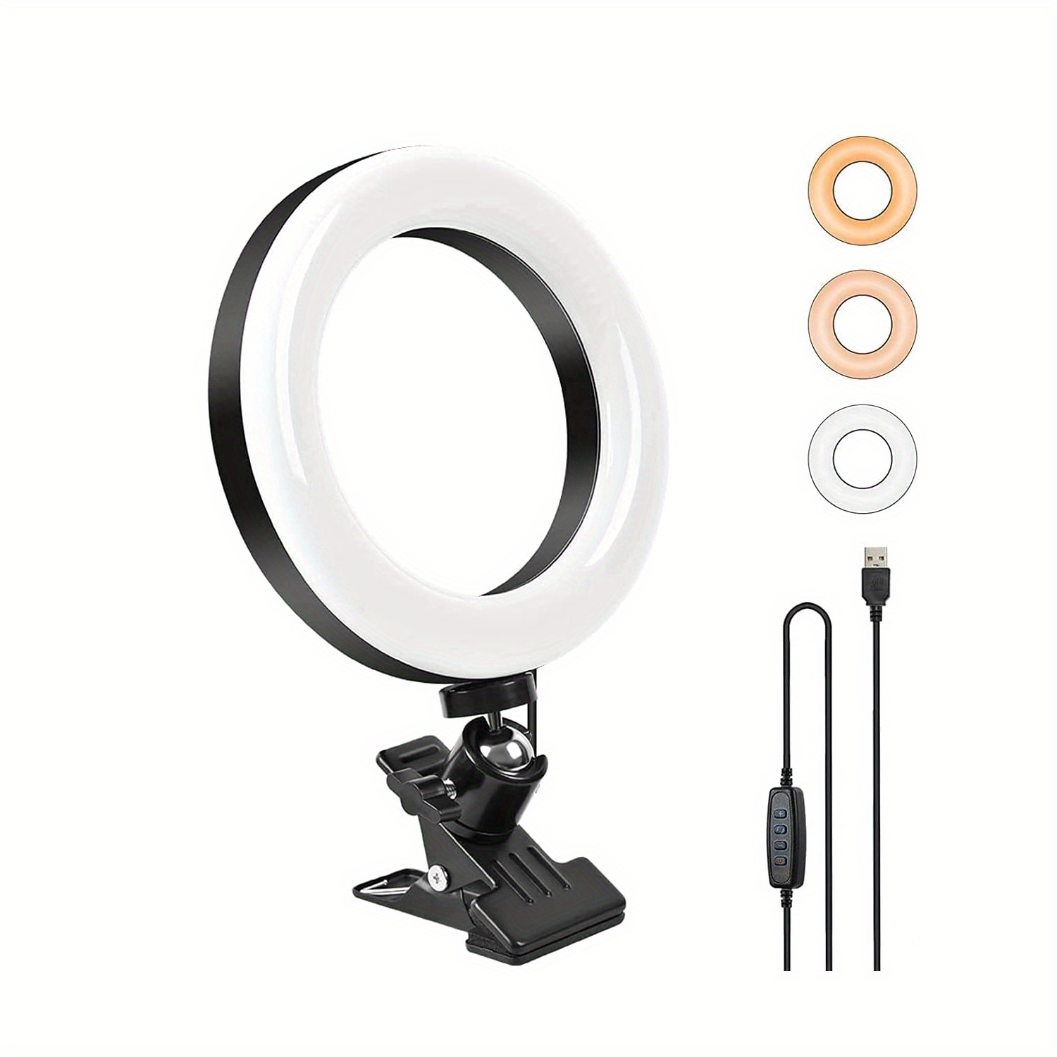  LED Ring Light 6 with Tripod Stand for  Video and  Makeup, Mini LED Camera Light with Cell Phone Holder Desktop LED Lamp with  3 Light Modes & 11 Brightness