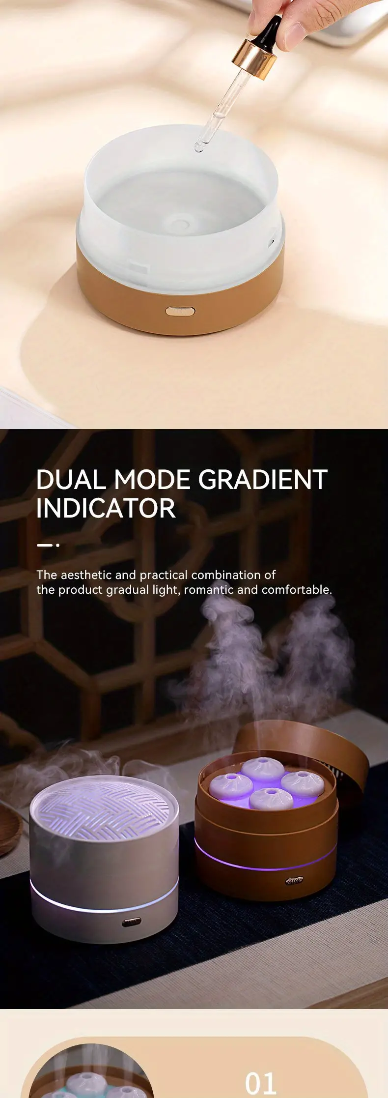 1pc unique four spray design steaming bun aroma diffuser 200ml usb ultrasonic air humidifier led night light  oil diffuser aromatherapy diffuser for home office details 4