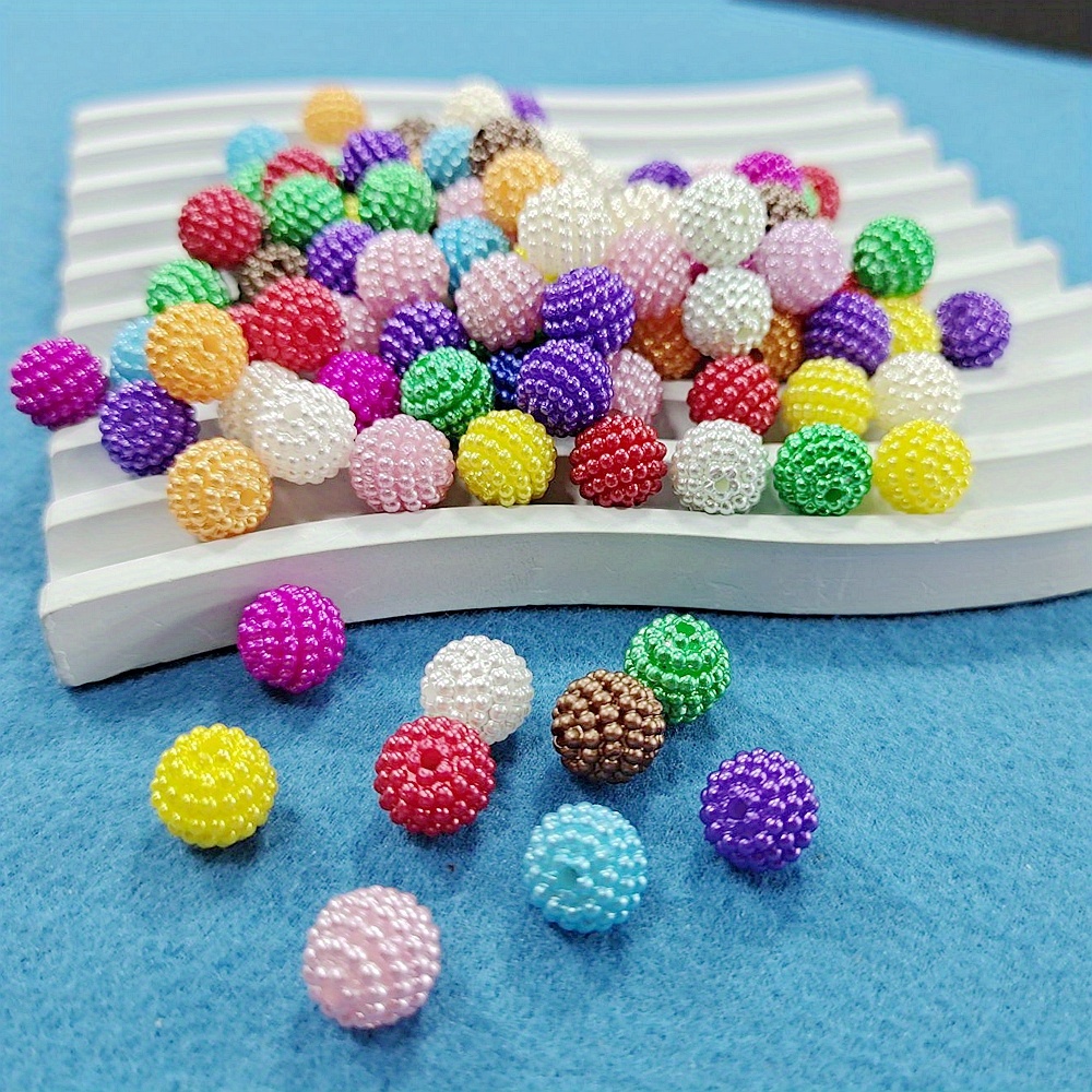 50pcs/pack Mixed Color Bayberry Beads Diameter 0.8cm/0.31inch ABS Colored  Beads Loose Bead For Bracelet Necklace Making DIY Handmade Accessories