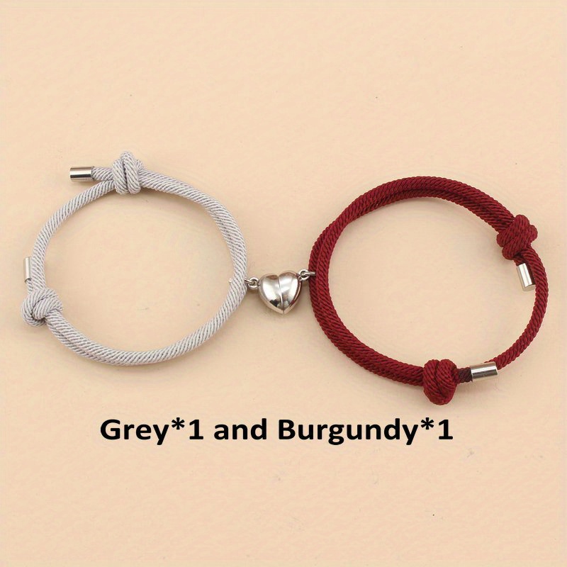 Jewelry, 2 Pcs Couple Magnetic Heart Charm Bracelet Set Adjustable