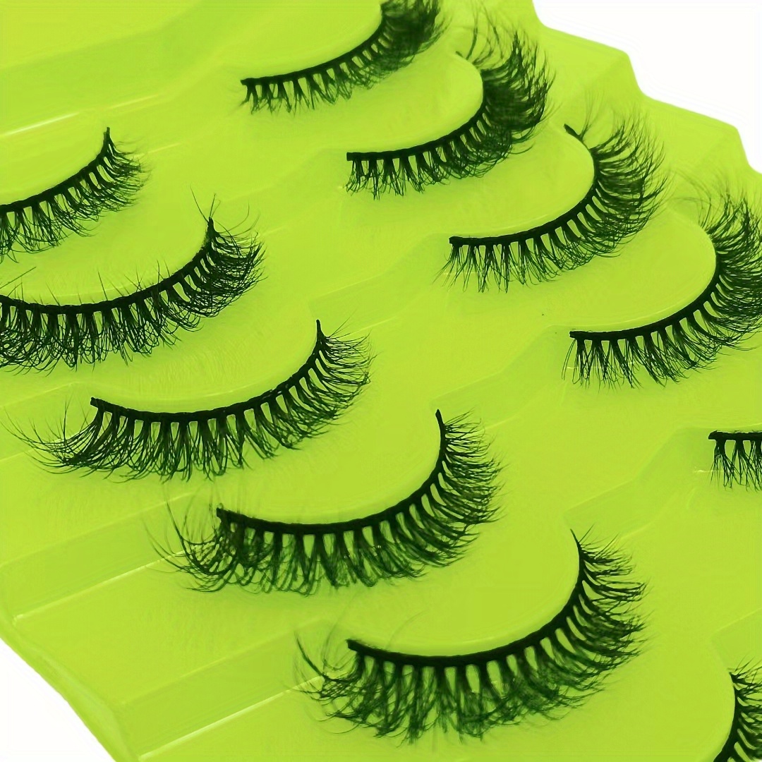 Fluffy Cat Eye False Lashes 8d Wispy Mink Lashes Extra Long Temu