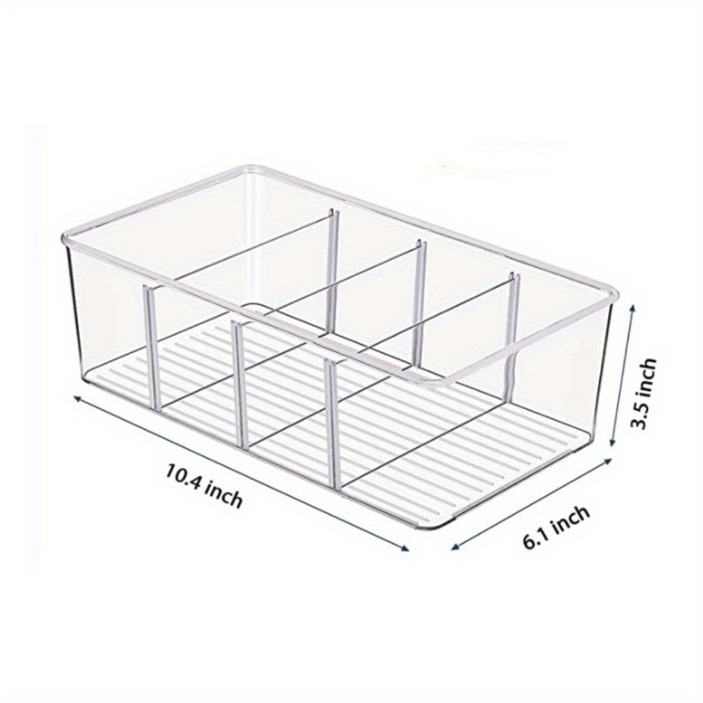 Plastic Bathroom Storage Organizer Bin Box - 3/4 Divided Sections - For  Cabinets, Shelves, Countertops, Bedroom, Laundry Room - Clear - Temu