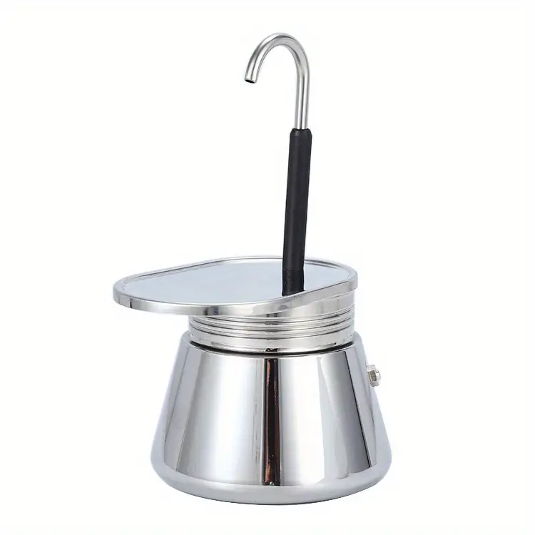1pc 200ml stainless steel mocha pot coffee pot for travel outgoing portable suitable for home outgoing original color can be used on electromagnetic stove details 2