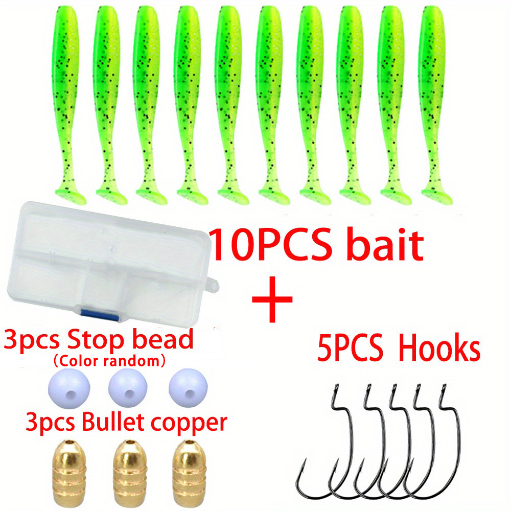 Texas Rig Full set Silicone soft bait Fish hook Bullet-shaped