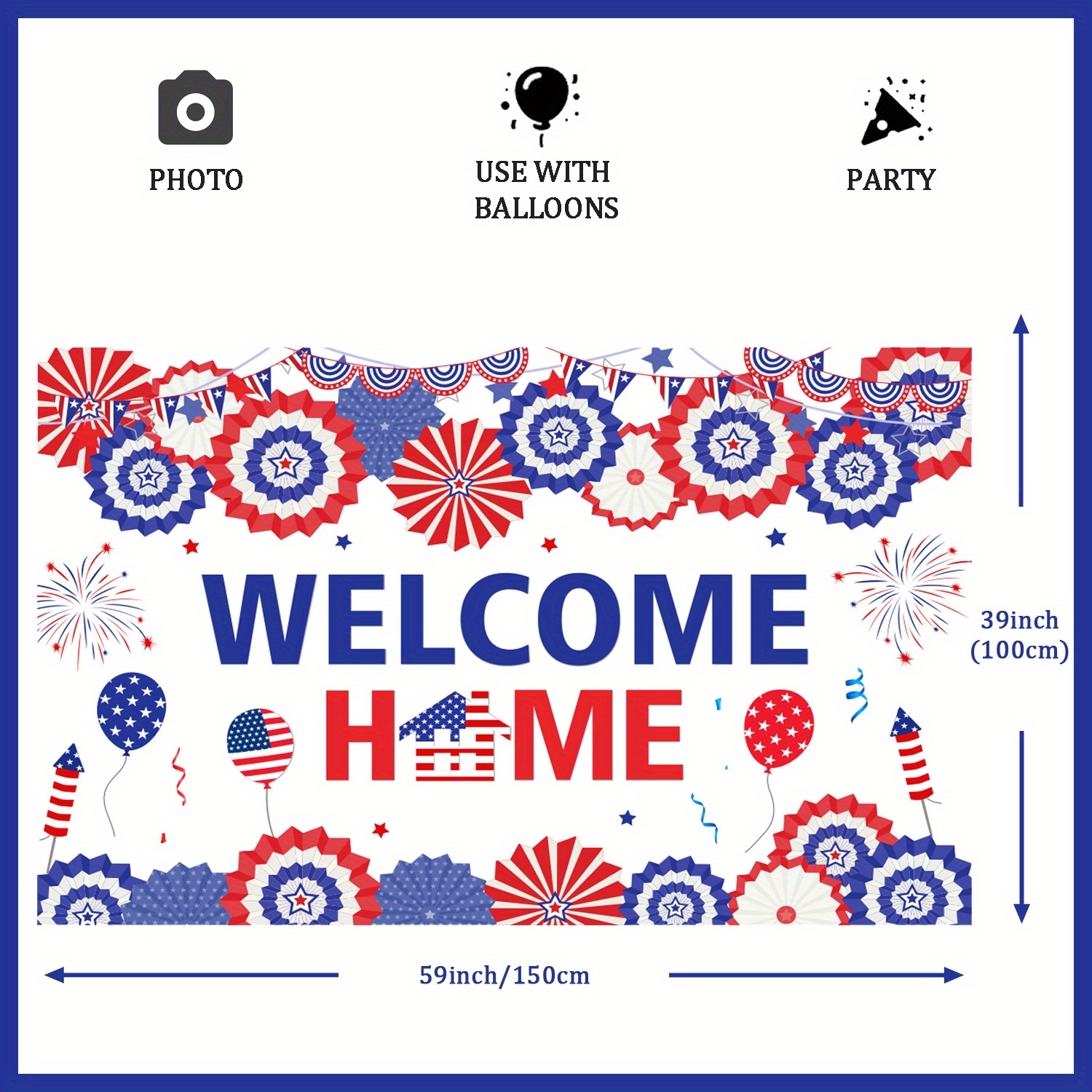 Blue Welcome Home Backdrop Decorations Welcome Home We Missed You So Much  Background Decor for Family Reunion Homecoming Party