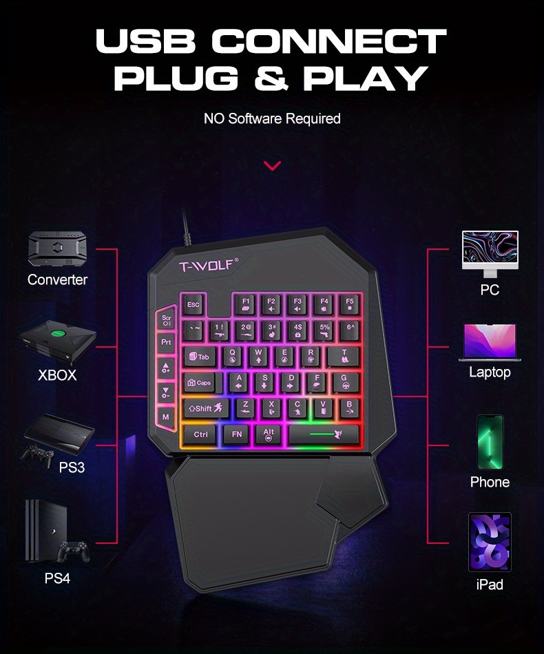 Gaming Keyboard One handed Tastiera Gioco Portatile A Mano - Temu  Switzerland