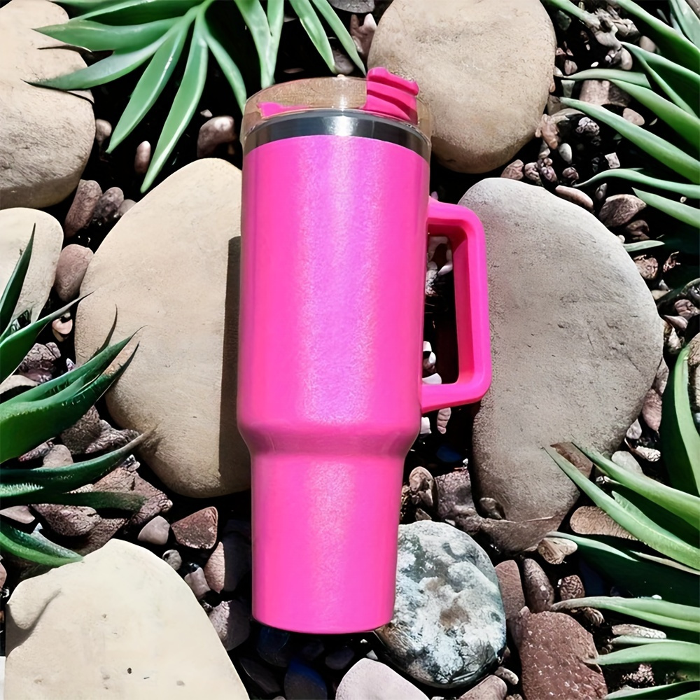 Sparkle On The Go: Stainless Steel Insulated Tumbler With Handle, Straw Lid,  And Car Cup - Perfect For Travel, Work, And Outdoor Activities - Temu