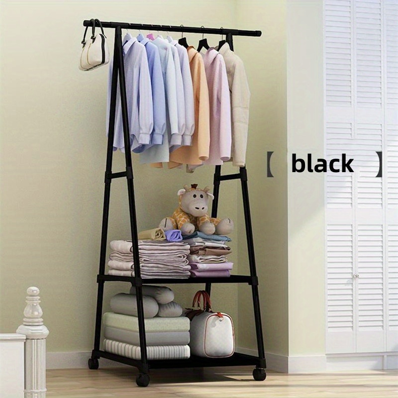 1pc Triangular Clothes Hanger With Wheels, Bedroom Coat Rack With Hat Stand  On Wheels, Simple But Practical Garment Rack For Clothes Storage