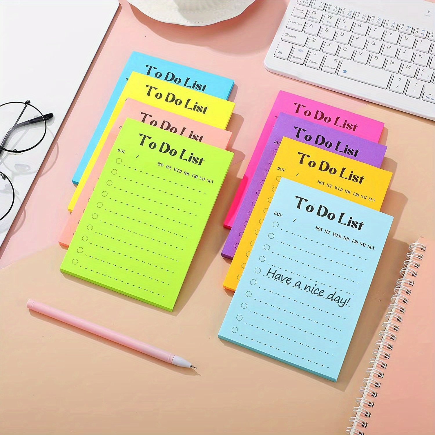 8 Color List Notepad Cute List Planner Sticky Notes Daily - Temu