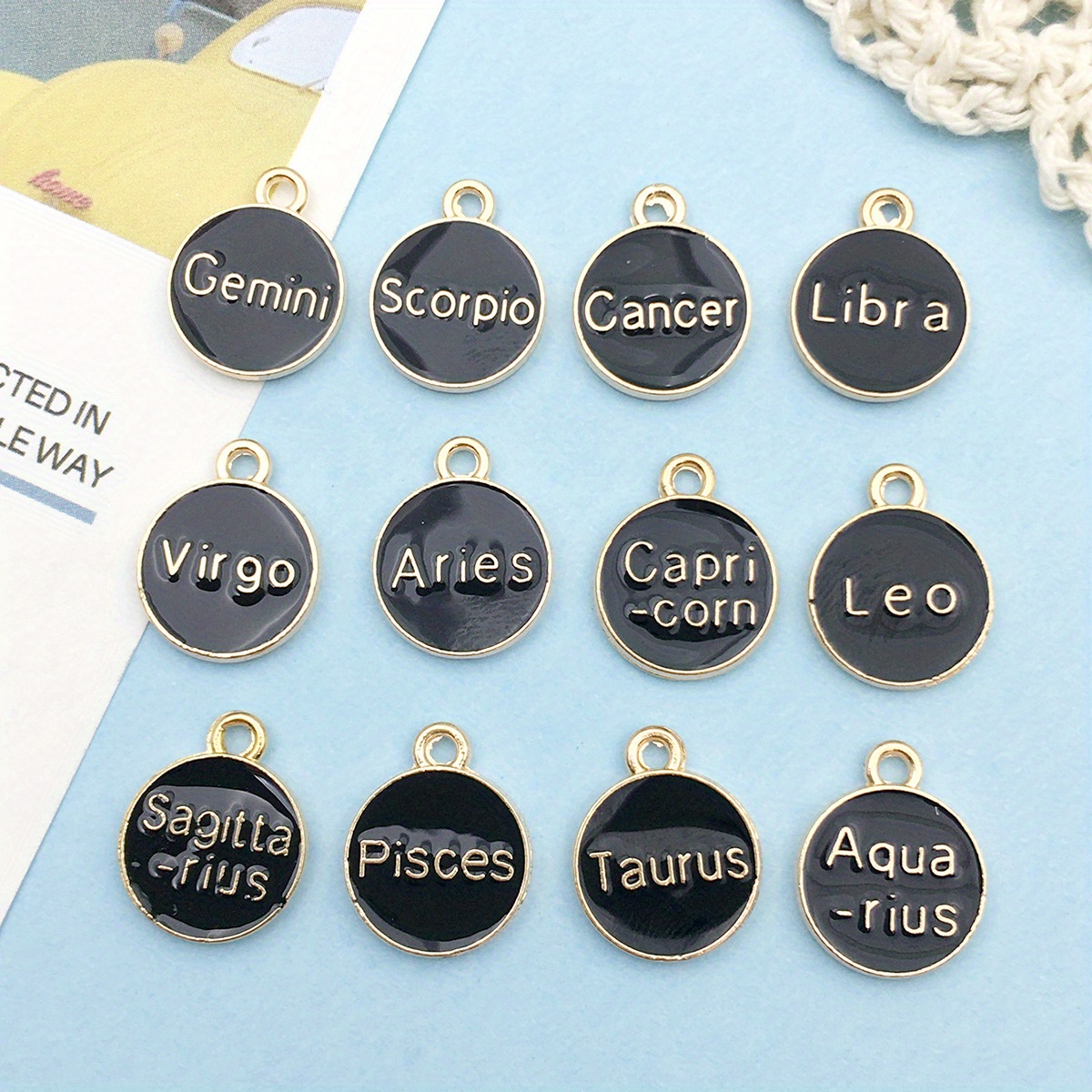 Metal Alloy Enamel Golden 12 Constellations Zodiac - Temu