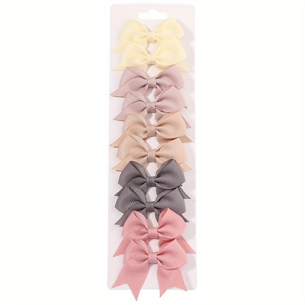10pcs Womens' Fashion Bow Hair Clips, Solid Color Hair Accessories