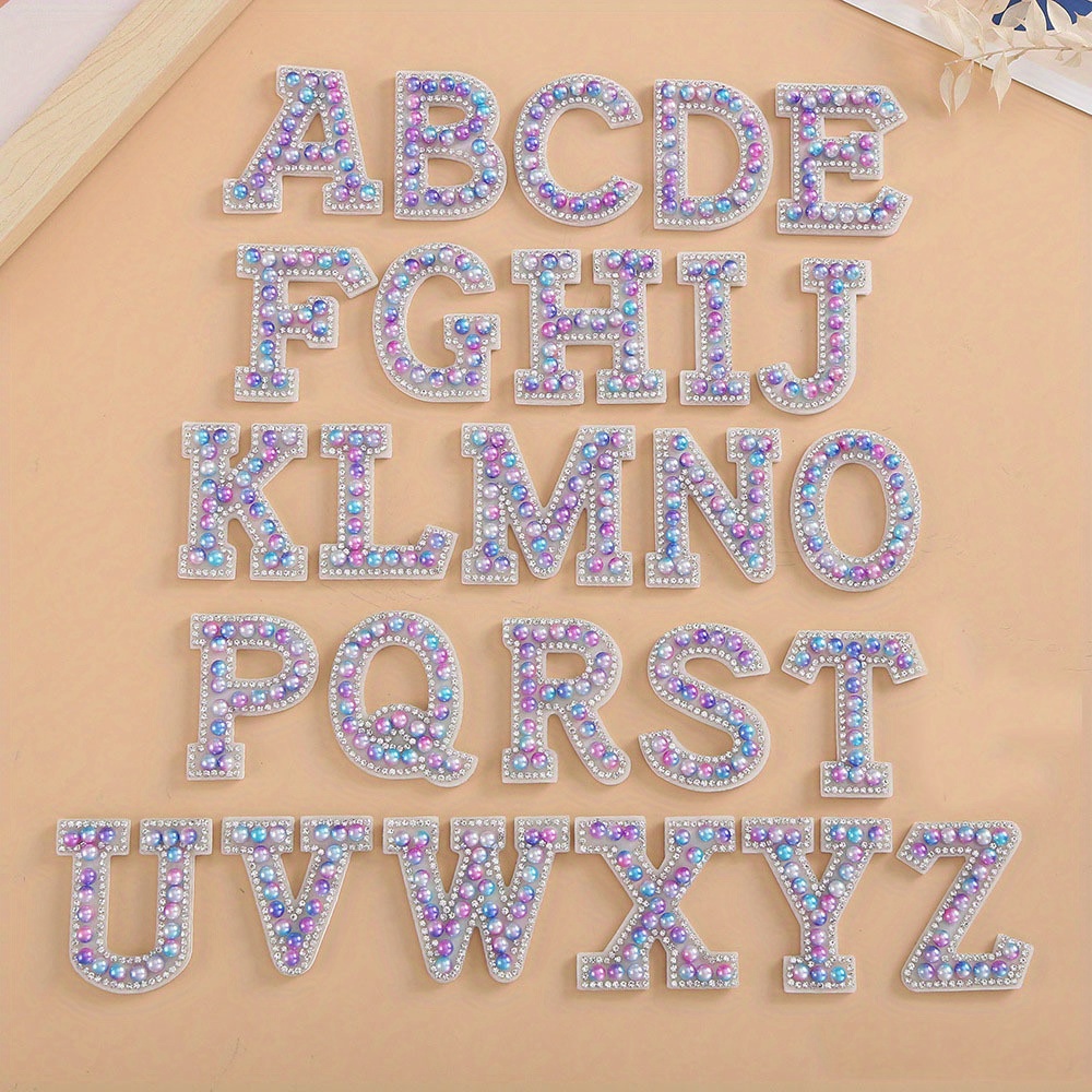 26Pcs 3D Letter Patches Letter Iron On Letter Patches Rhinestone