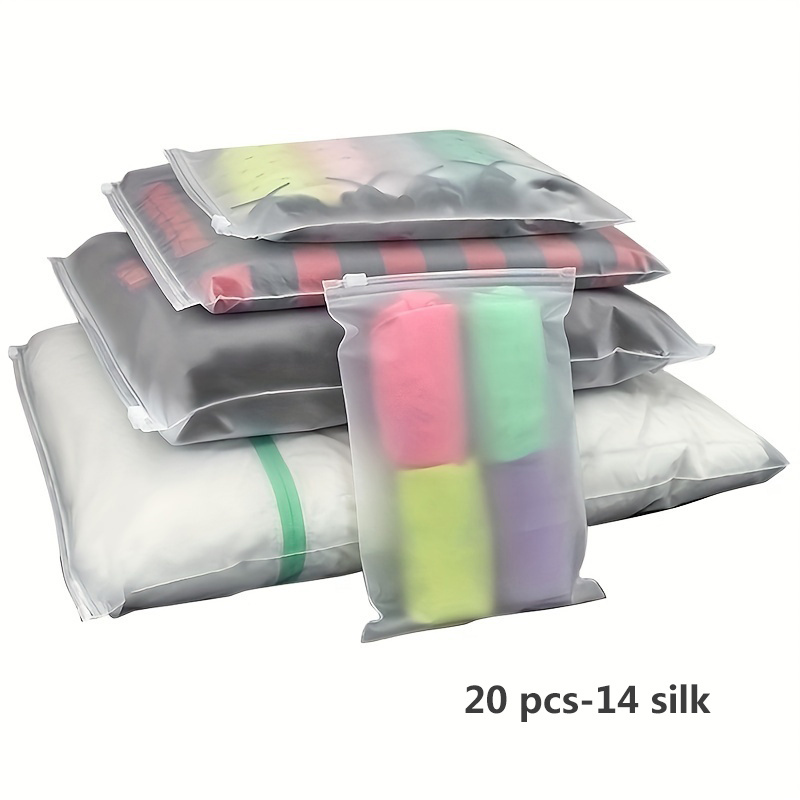 15pcs Clear Clothes Storage Bag, Transparent Plastic Clothing Packing Bag  For Travel