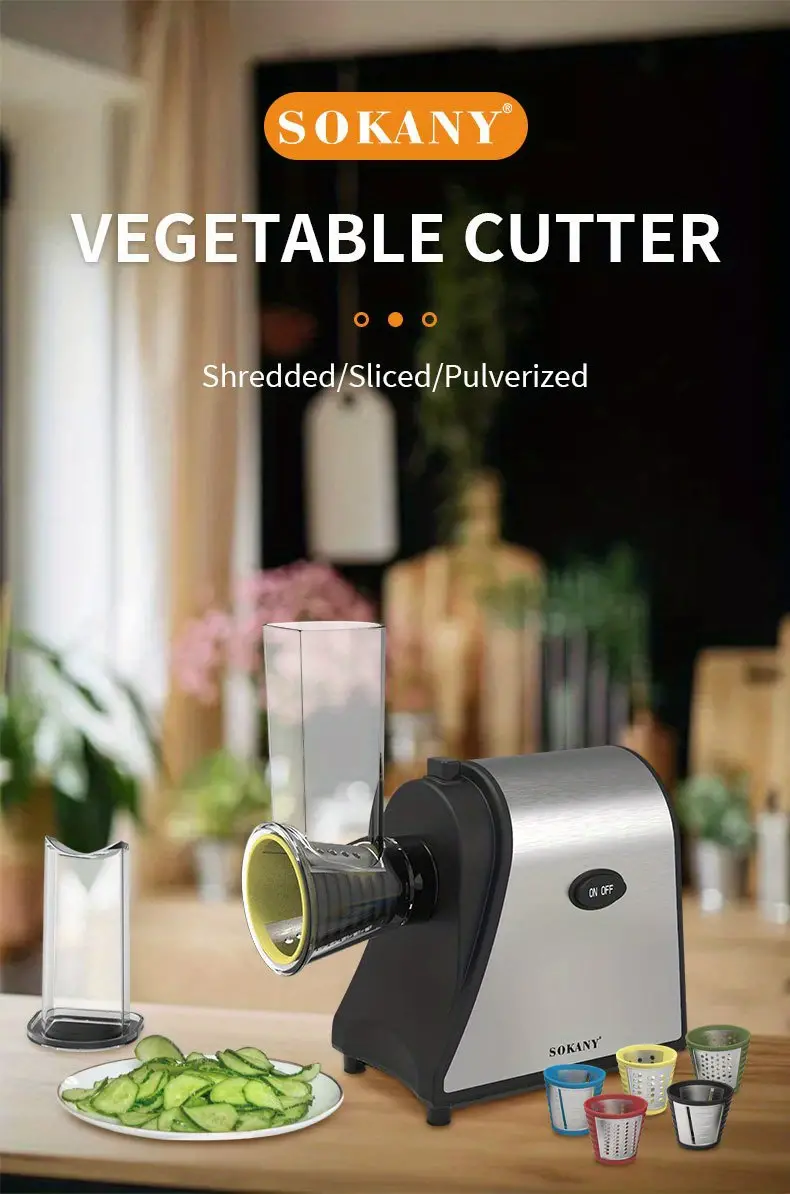 Electric Cheese Grater, 5 in 1 Professional Cheese Grater Electric  Vegetable Slicer, Rotary Electric Slicer/Shredder Spiralizer for Veggies,  Grated