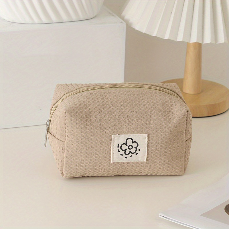 Cute Simple Waffle Pencil Case Small Portable Cosmetic Bag - Temu