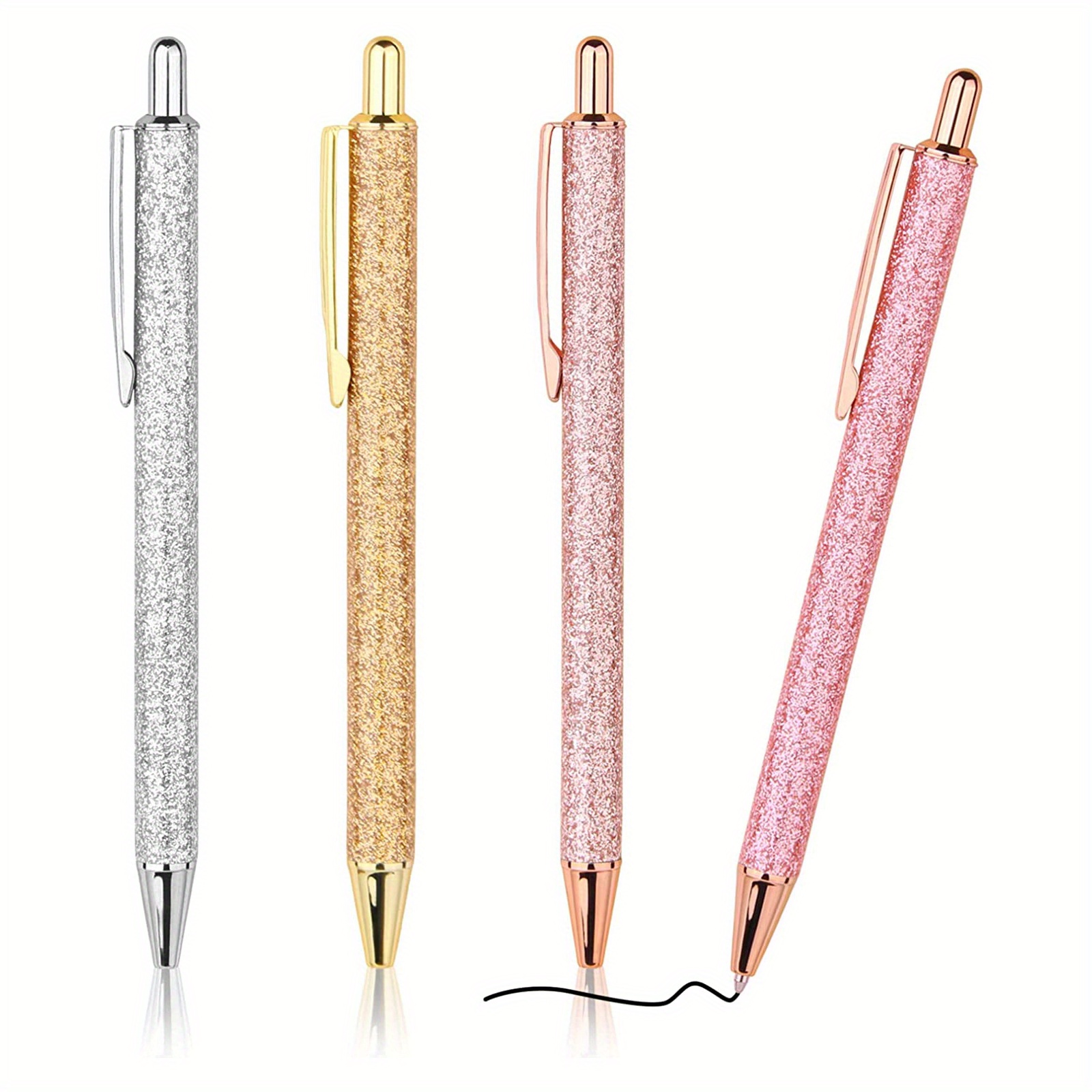 6pcs Fancy Glitter Ballpoint Pens - Cute Sparkly Writing Pens with 6  Refills - Retractable Black Ink Medium Point 1mm - Perfect for Women and  Girls!