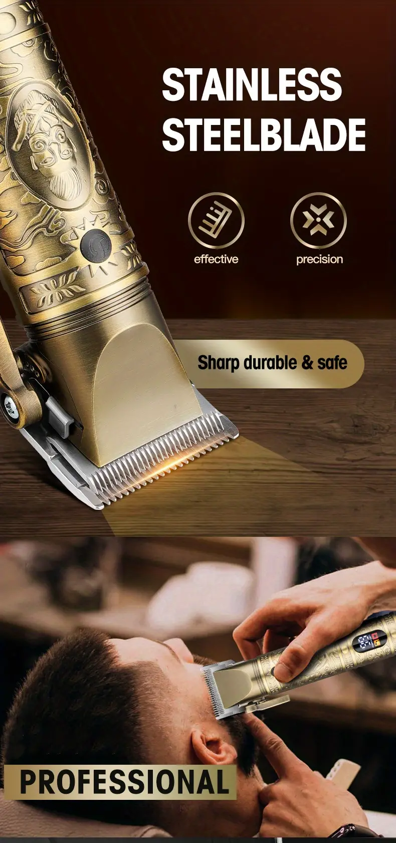 professional hair clipper for men cordless rechargeable hair trimmer electric beard shaver with led display barber grooming kit suitable for fathers day gift details 8