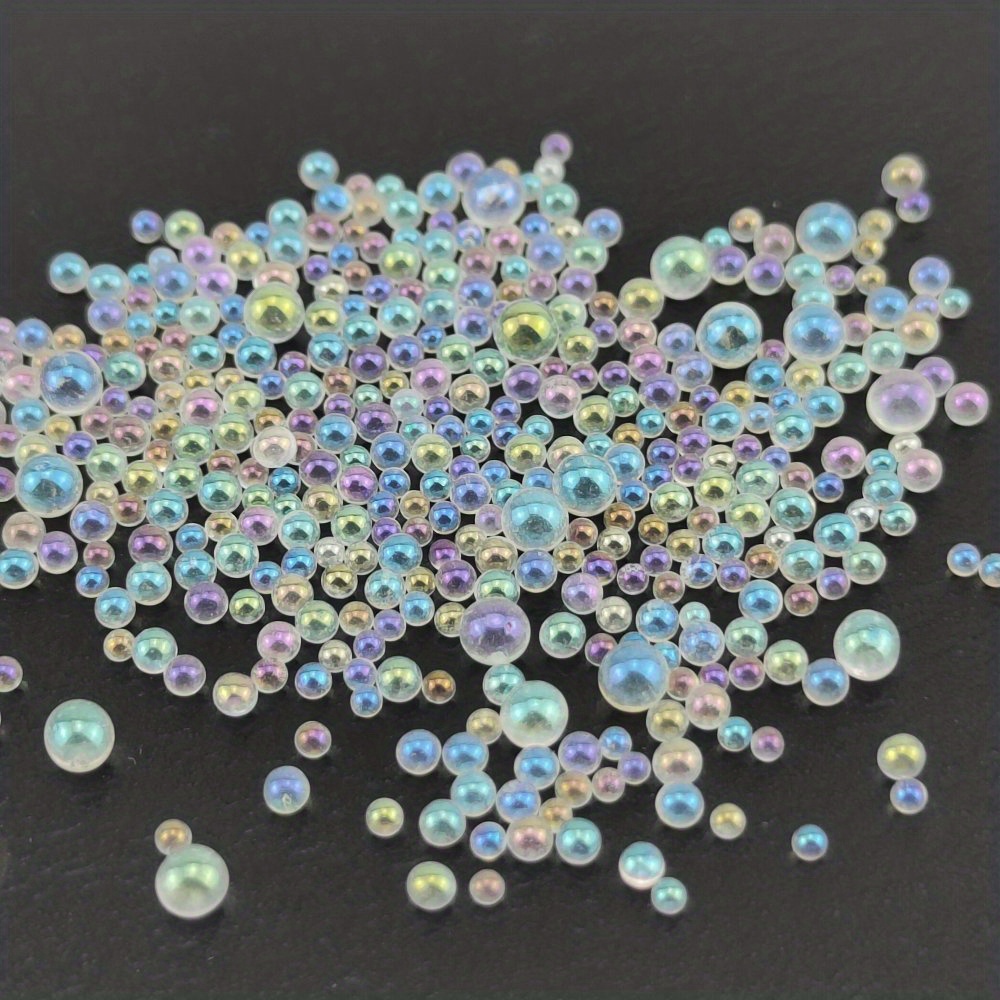 Mixed Mini Glass Bubble Ball Beads Transparent Ab Colorful - Temu