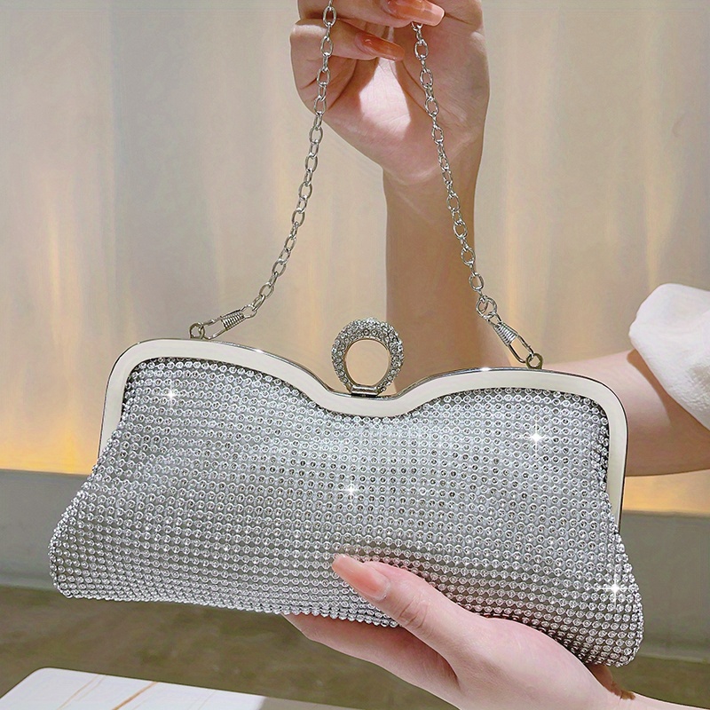 Pearl Decor Glitter Crossbody Clutch Bag Elegent Textured Pu Frame Bag  Classic Celebrity Dinner Evening Bag - Bags & Luggage - Temu Belgium