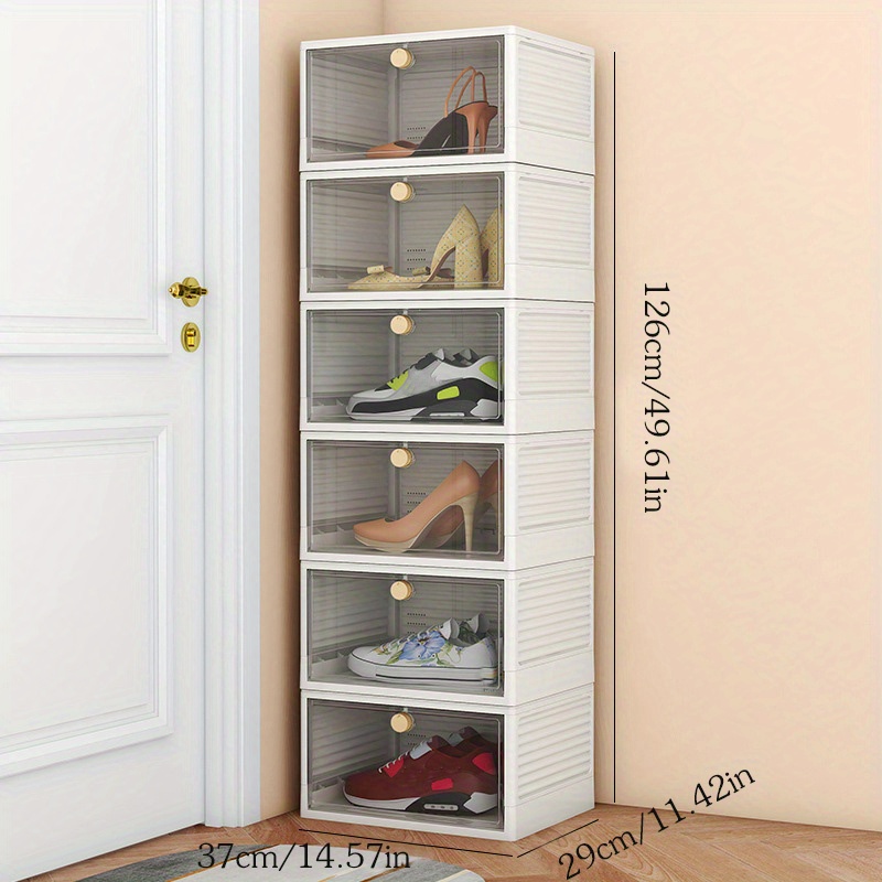 Stackable Storage Cabinet Folding Shoe Box Easy To Assemble - Temu